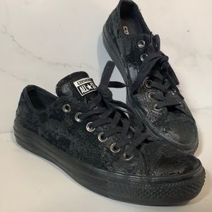 Converse All Star black suede low top sneakers